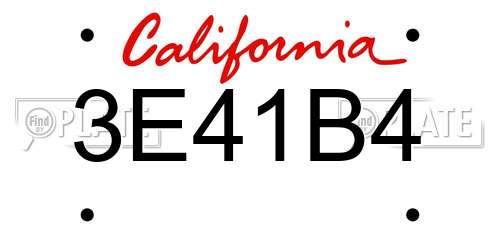 3E41B4 California License Plate
