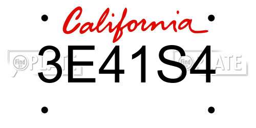 3E41S4 California License Plate