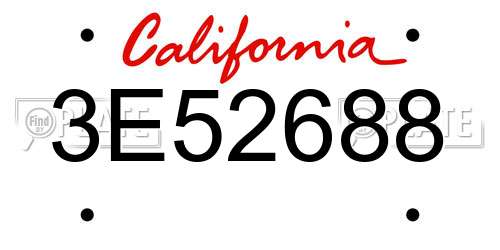 3E52688 California License Plate