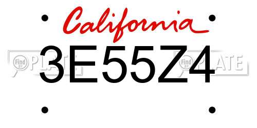 3E55Z4 California License Plate