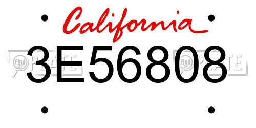 3E56808 California License Plate