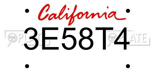 3E58T4 California License Plate