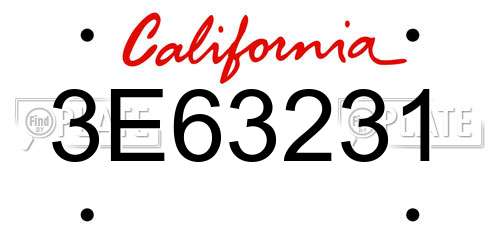 3E63231 California License Plate