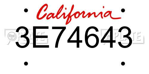3E74643 California License Plate