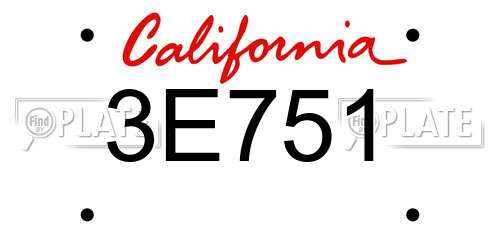 3E751 California License Plate