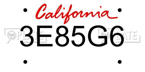 3E85G6 California License Plate