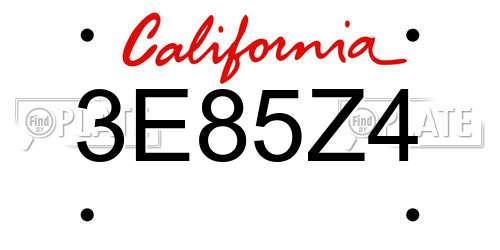 3E85Z4 California License Plate