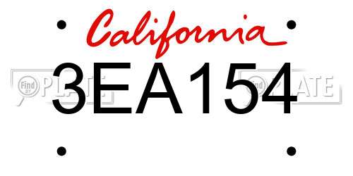 3EA154 California License Plate