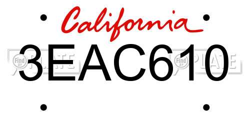 3EAC610 California License Plate