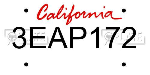 3EAP172 California License Plate
