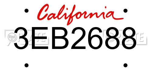 3EB2688 California License Plate