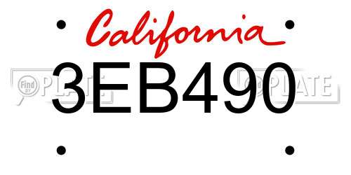 3EB490 California License Plate