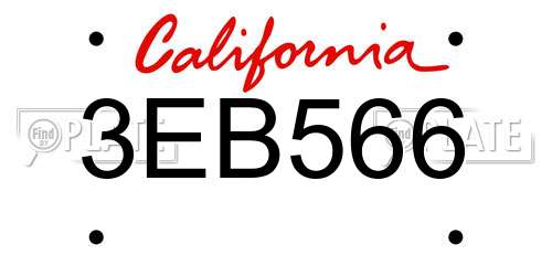 3EB566 California License Plate