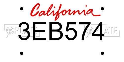 3EB574 California License Plate