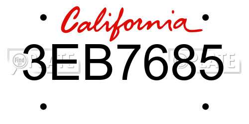 3EB7685 California License Plate