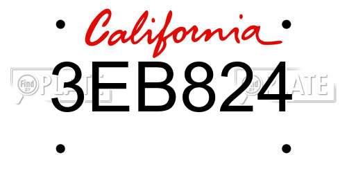 3EB824 California License Plate