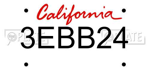 3EBB24 California License Plate