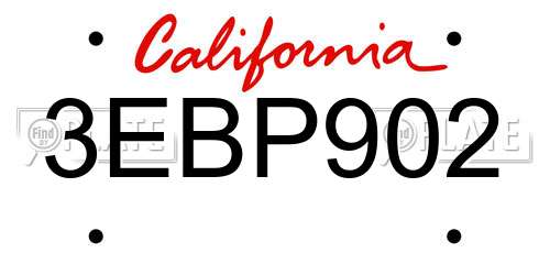 3EBP902 California License Plate