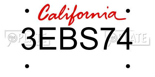 3EBS74 California License Plate
