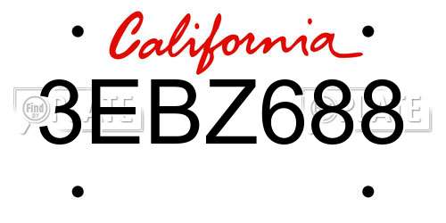 3EBZ688 California License Plate