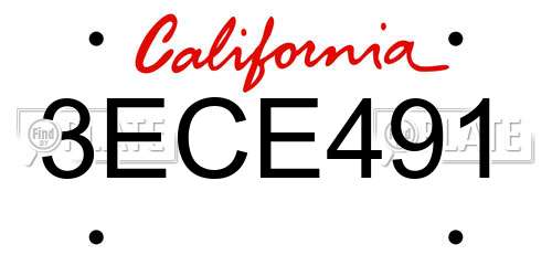 3ECE491 California License Plate