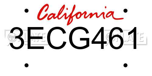 3ECG461 California License Plate