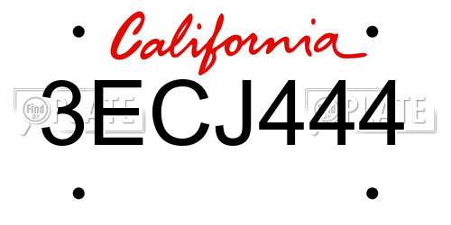 3ECJ444 California License Plate