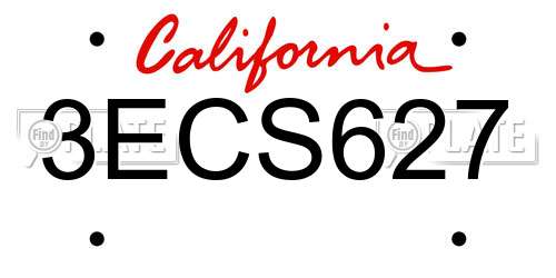 3ECS627 California License Plate
