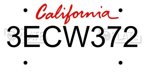 3ECW372 California License Plate