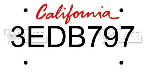 3EDB797 California License Plate