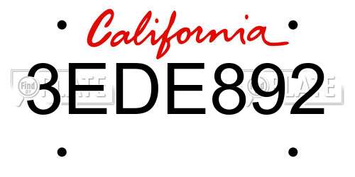 3EDE892 California License Plate