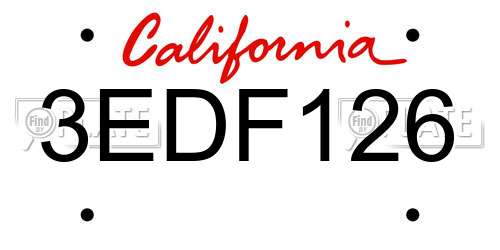 3EDF126 California License Plate