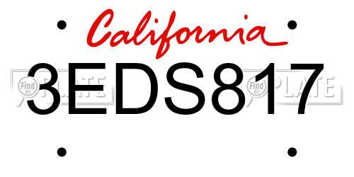 3EDS817 California License Plate