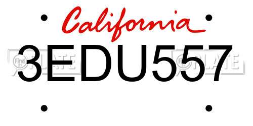 3EDU557 California License Plate