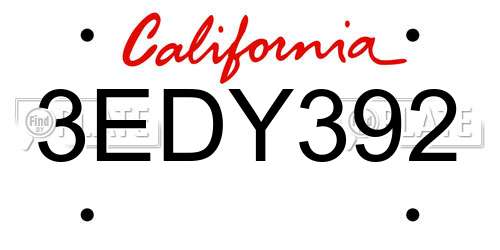 3EDY392 California License Plate
