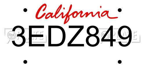 3EDZ849 California License Plate