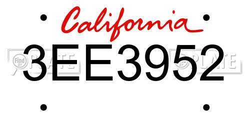 3EE3952 California License Plate