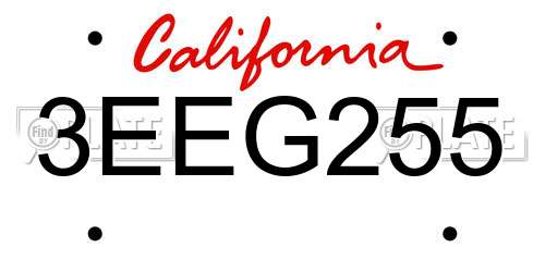 3EEG255 California License Plate