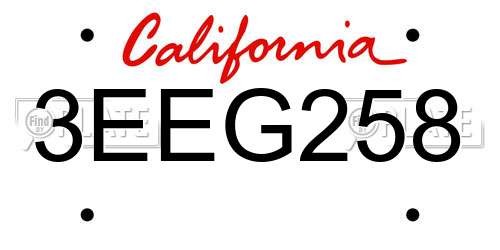 3EEG258 California License Plate