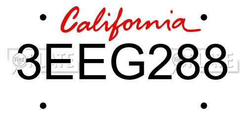3EEG288 California License Plate