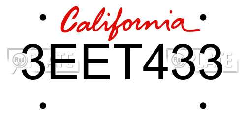 3EET433 California License Plate