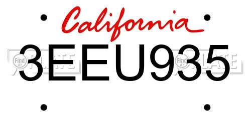 3EEU935 California License Plate