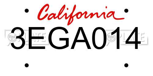 3EGA014 California License Plate