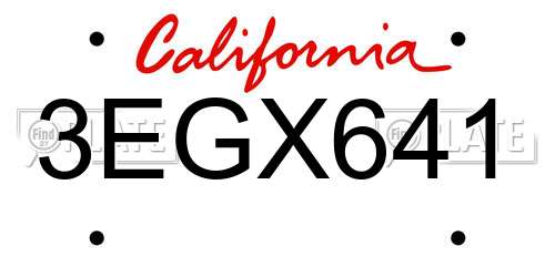 3EGX641 California License Plate