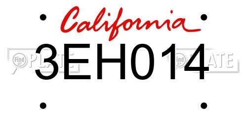 3EH014 California License Plate