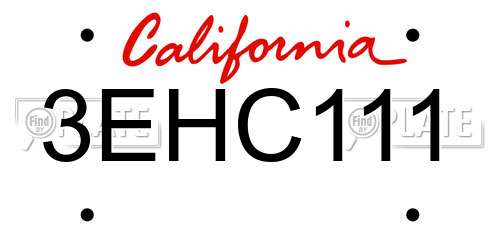 3EHC111 California License Plate