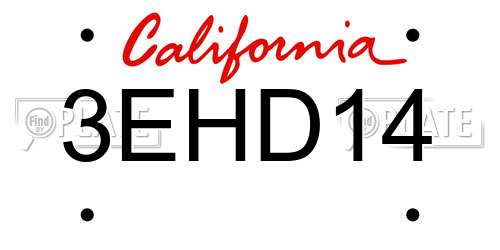 3EHD14 California License Plate