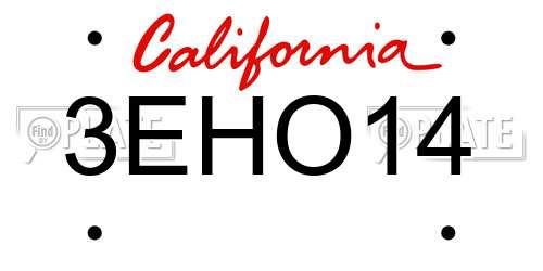 3EHO14 California License Plate