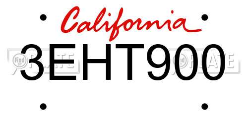 3EHT900 California License Plate