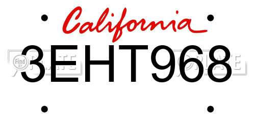 3EHT968 California License Plate